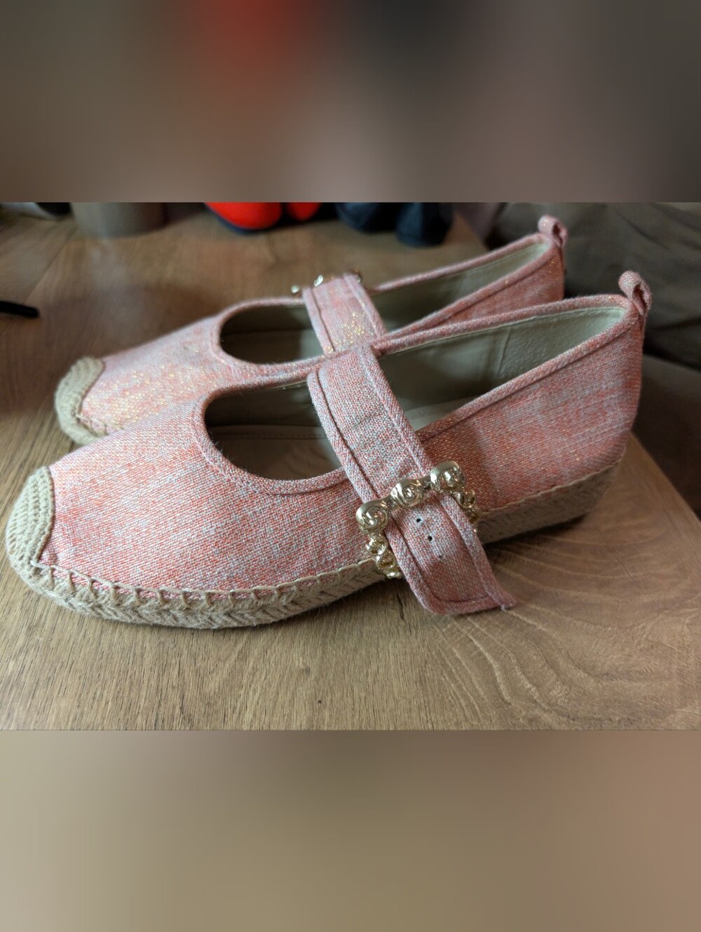 Sam Edelman Maddy Espadrille Mary Jane in Pink Lotus Sparkly Size 10